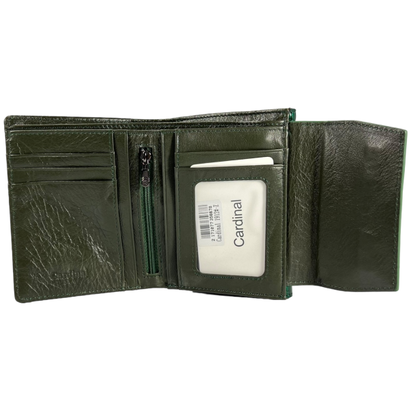 Компактный женский кошелек из натуральной кожи, зеленый, с кнопочной застежкой