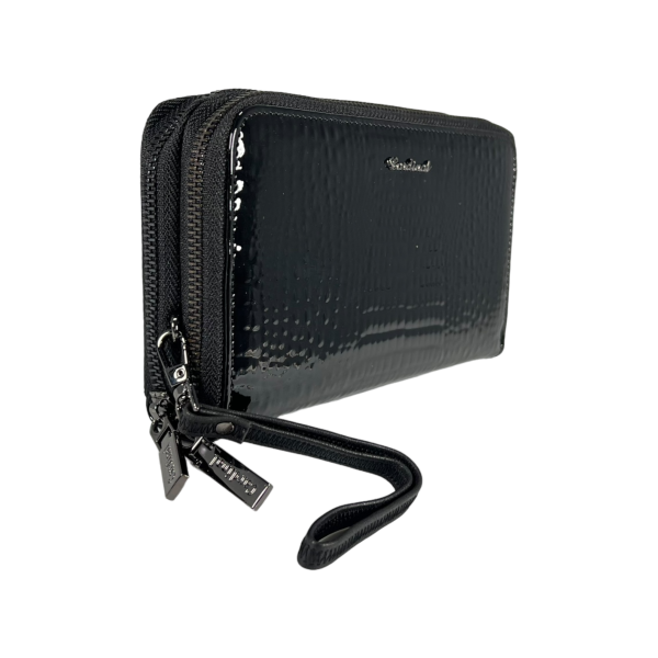Кошелек кожаный женский, черный, с застежкой на молнии Кошелек кожаный женский, черный, с застежкой на молнии