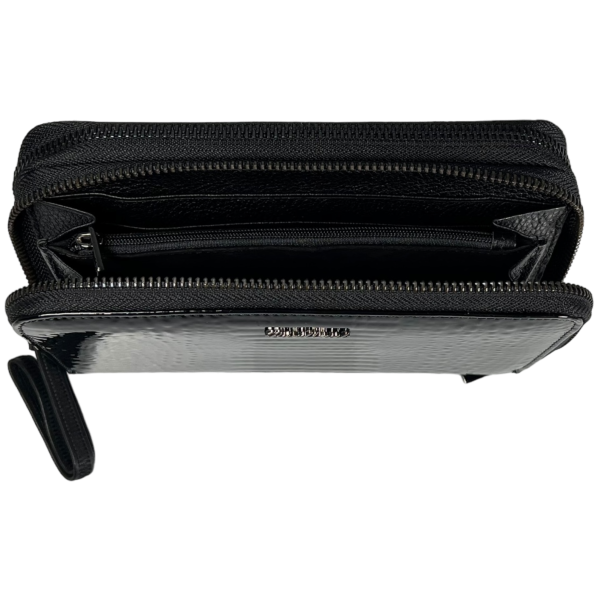 Кошелек кожаный женский, черный, с застежкой на молнии Кошелек кожаный женский, черный, с застежкой на молнии