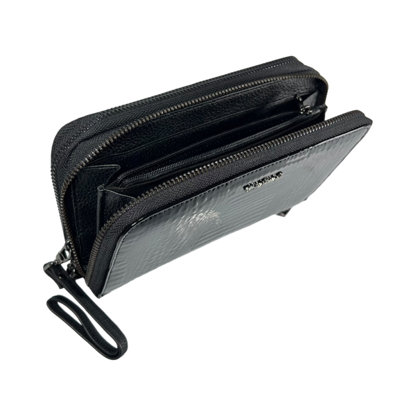 Кошелек кожаный женский, черный, с застежкой на молнии Кошелек кожаный женский, черный, с застежкой на молнии