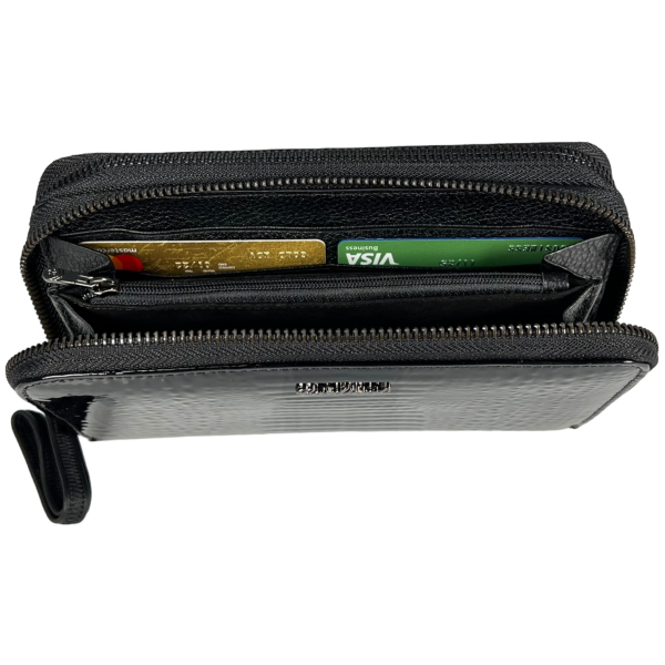 Кошелек кожаный женский, черный, с застежкой на молнии Кошелек кожаный женский, черный, с застежкой на молнии