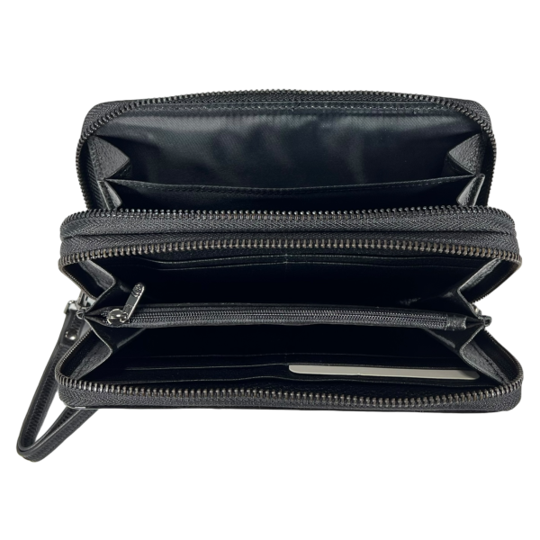 Кошелек кожаный женский, черный, с застежкой на молнии Кошелек кожаный женский, черный, с застежкой на молнии