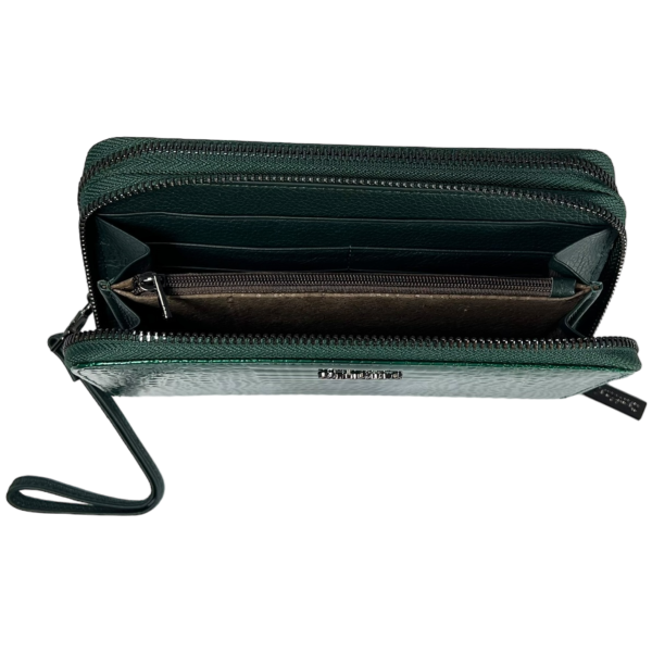 Кожаный женский кошелек, зеленый, с застежкой на молнии Кожаный женский кошелек, зеленый, с застежкой на молнии