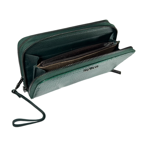Кожаный женский кошелек, зеленый, с застежкой на молнии Кожаный женский кошелек, зеленый, с застежкой на молнии