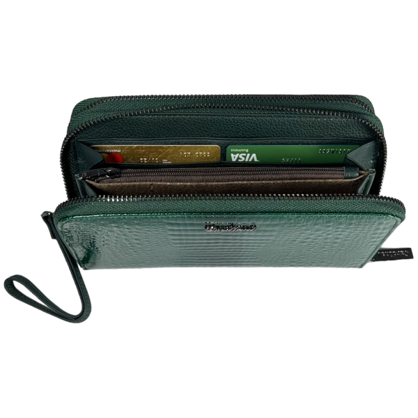 Кожаный женский кошелек, зеленый, с застежкой на молнии Кожаный женский кошелек, зеленый, с застежкой на молнии