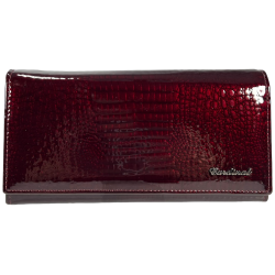 Женский кошелек Cardinal из натуральной кожи, бордовый, с застежкой на молнии