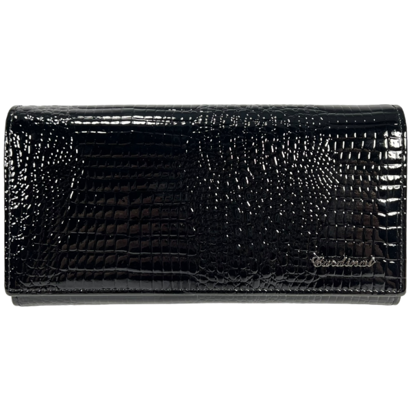 Практичный женский кошелек, кожаный, черный, с застежкой на молнии