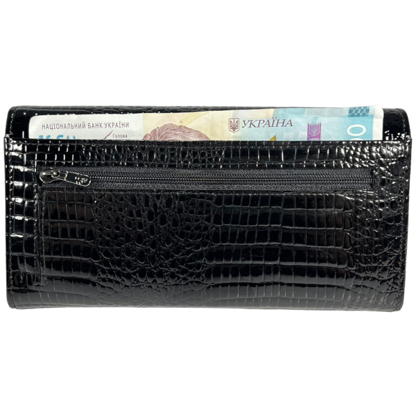 Практичный женский кошелек, кожаный, черный, с застежкой на молнии Практичный женский кошелек, кожаный, черный, с застежкой на молнии