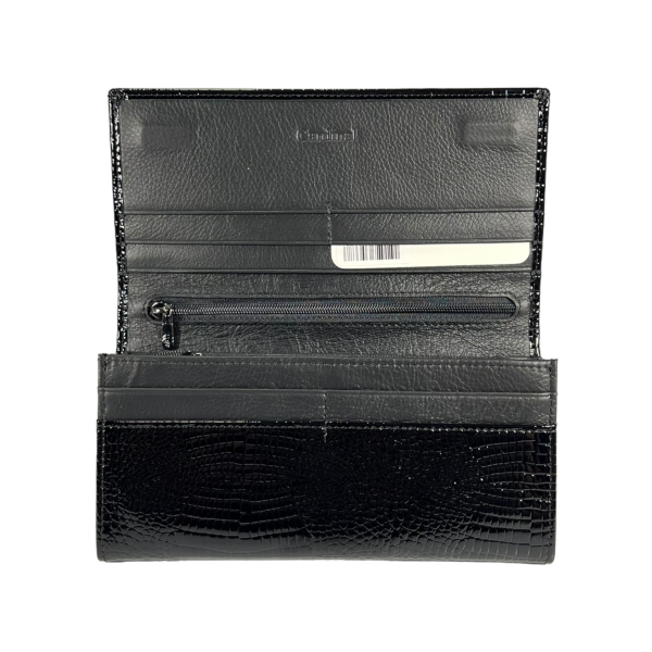 Практичный женский кошелек, кожаный, черный, с застежкой на молнии Практичный женский кошелек, кожаный, черный, с застежкой на молнии