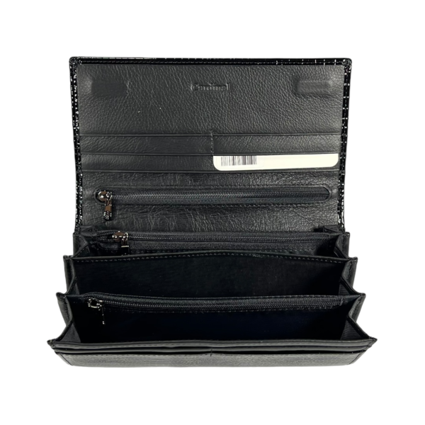 Практичный женский кошелек, кожаный, черный, с застежкой на молнии Практичный женский кошелек, кожаный, черный, с застежкой на молнии