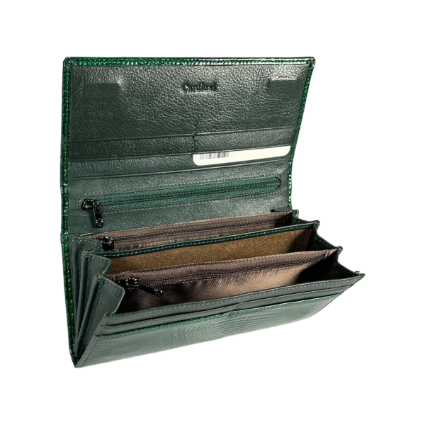 Лакований шкіряний жіночий гаманець зеленого кольору Лакований шкіряний жіночий гаманець зеленого кольору