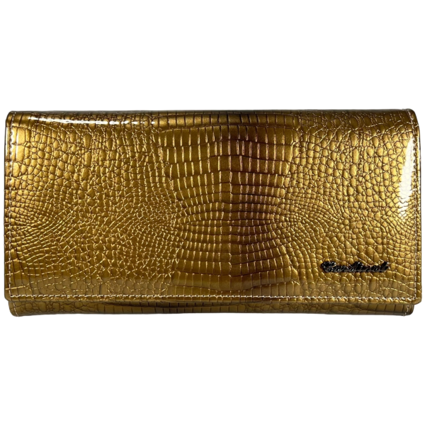 Жіночий гаманець з натуральної шкіри, золотий, з застібкою на блискавці, монетниця