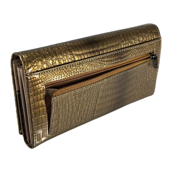 Жіночий гаманець з натуральної шкіри, золотий, з застібкою на блискавці, монетниця Жіночий гаманець з натуральної шкіри, золотий, з застібкою на блискавці, монетниця