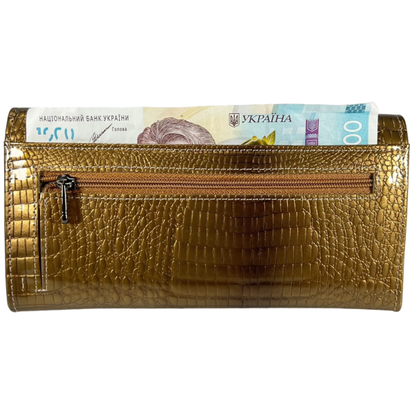 Жіночий гаманець з натуральної шкіри, золотий, з застібкою на блискавці, монетниця Жіночий гаманець з натуральної шкіри, золотий, з застібкою на блискавці, монетниця