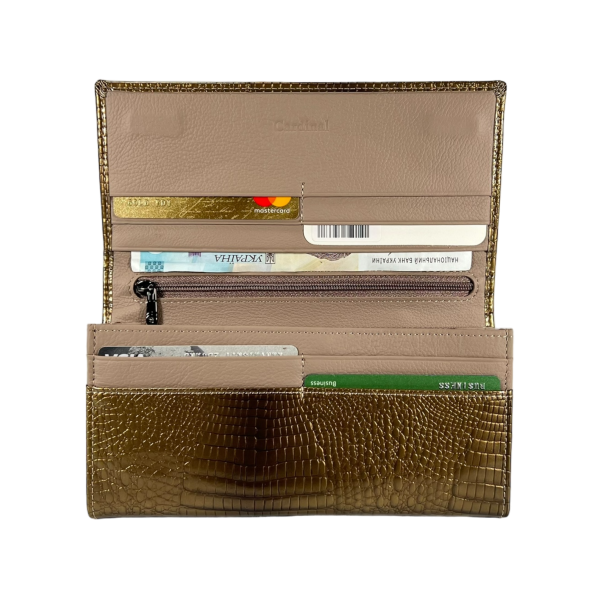 Жіночий гаманець з натуральної шкіри, золотий, з застібкою на блискавці, монетниця Жіночий гаманець з натуральної шкіри, золотий, з застібкою на блискавці, монетниця