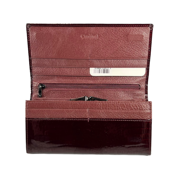 Лакированный кожаный кошелек женский в трендовом цвете бургунди Лакированный кожаный кошелек женский в трендовом цвете бургунди