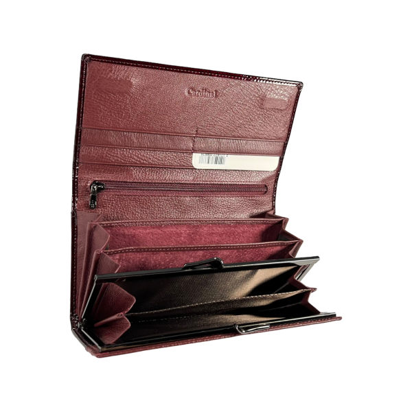 Лакированный кожаный кошелек женский в трендовом цвете бургунди Лакированный кожаный кошелек женский в трендовом цвете бургунди