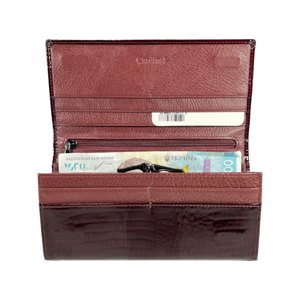 Лакированный кожаный кошелек женский в трендовом цвете бургунди Лакированный кожаный кошелек женский в трендовом цвете бургунди
