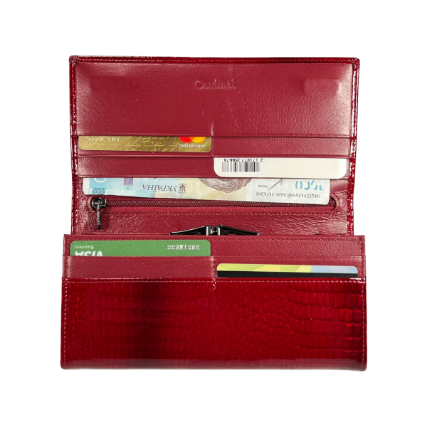 Лакований жіночий гаманець шкіряний, червоний, з застібкою на блискавці Лакований жіночий гаманець шкіряний, червоний, з застібкою на блискавці