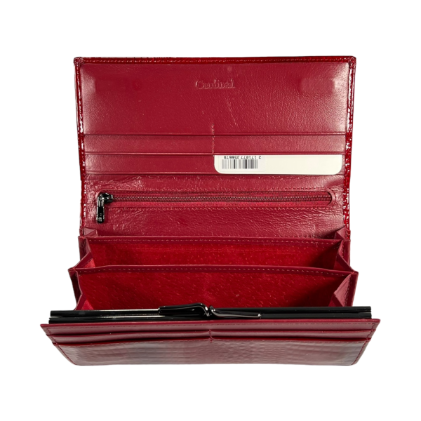 Лакований жіночий гаманець шкіряний, червоний, з застібкою на блискавці Лакований жіночий гаманець шкіряний, червоний, з застібкою на блискавці