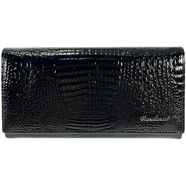 Кошелек из натуральной кожи, черный, с застежкой на молнии