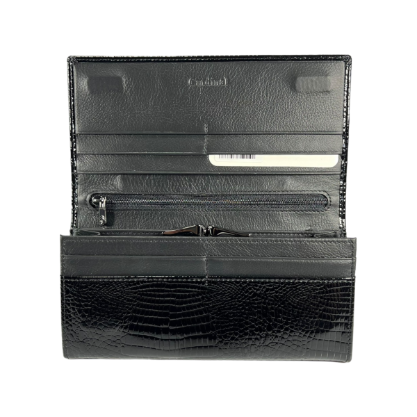 Кошелек из натуральной кожи, черный, с застежкой на молнии Кошелек из натуральной кожи, черный, с застежкой на молнии