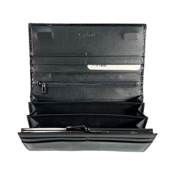 Кошелек из натуральной кожи, черный, с застежкой на молнии Кошелек из натуральной кожи, черный, с застежкой на молнии