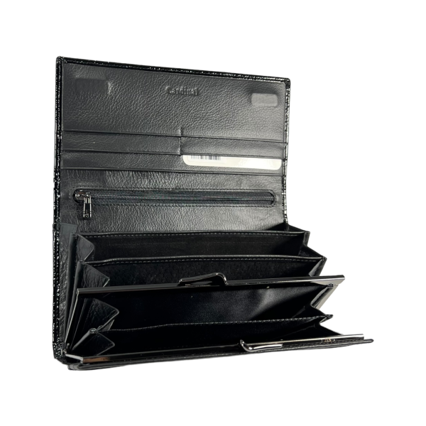 Кошелек из натуральной кожи, черный, с застежкой на молнии Кошелек из натуральной кожи, черный, с застежкой на молнии