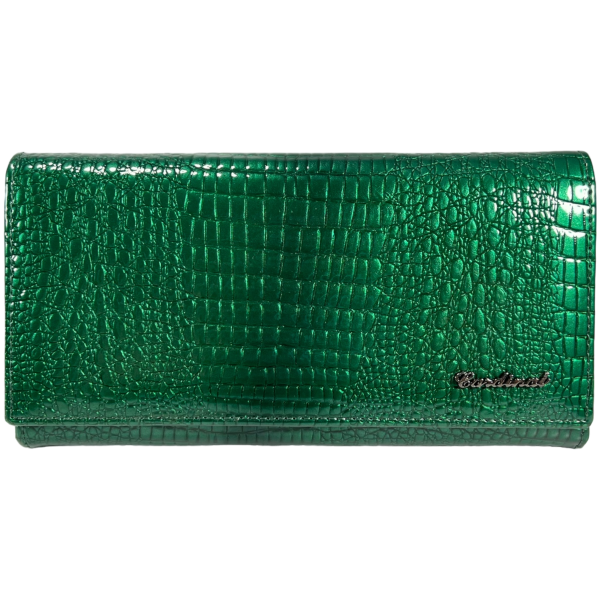 Стильний шкіряний гаманець, зеленого кольору з застібкою на блискавці