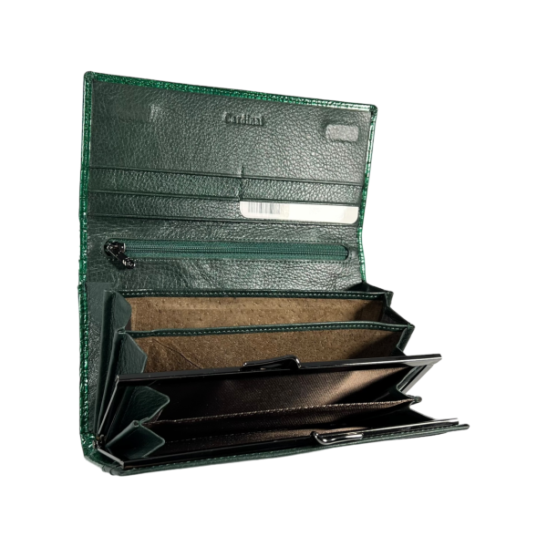 Стильний шкіряний гаманець, зеленого кольору з застібкою на блискавці Стильний шкіряний гаманець, зеленого кольору з застібкою на блискавці
