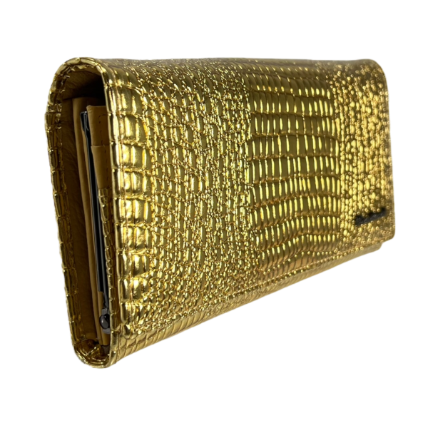 Гаманець елегантний шкіряний, золотий, з застібкою на блискавці Гаманець елегантний шкіряний, золотий, з застібкою на блискавці