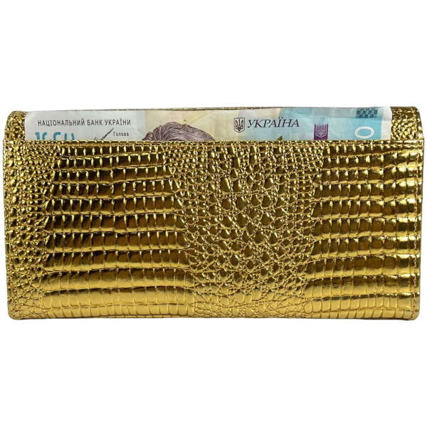 Гаманець елегантний шкіряний, золотий, з застібкою на блискавці Гаманець елегантний шкіряний, золотий, з застібкою на блискавці