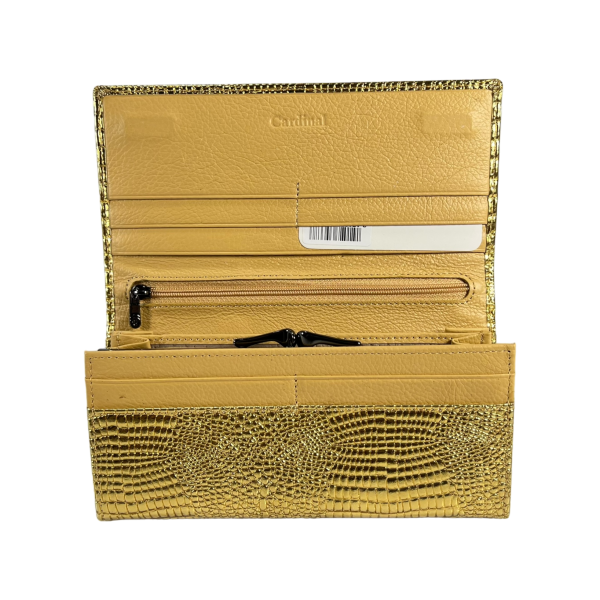 Гаманець елегантний шкіряний, золотий, з застібкою на блискавці Гаманець елегантний шкіряний, золотий, з застібкою на блискавці