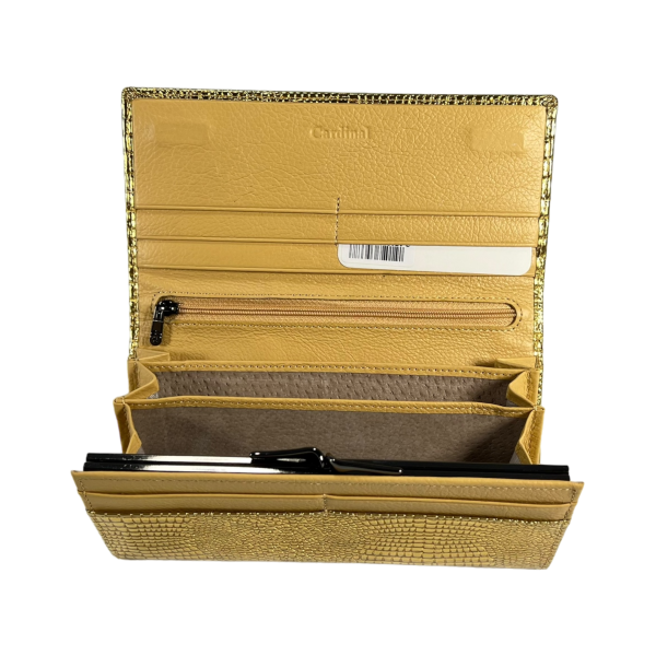 Гаманець елегантний шкіряний, золотий, з застібкою на блискавці Гаманець елегантний шкіряний, золотий, з застібкою на блискавці