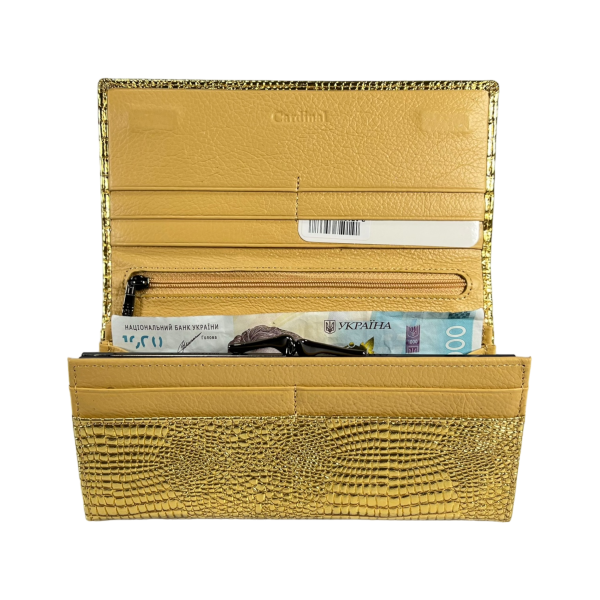 Гаманець елегантний шкіряний, золотий, з застібкою на блискавці Гаманець елегантний шкіряний, золотий, з застібкою на блискавці
