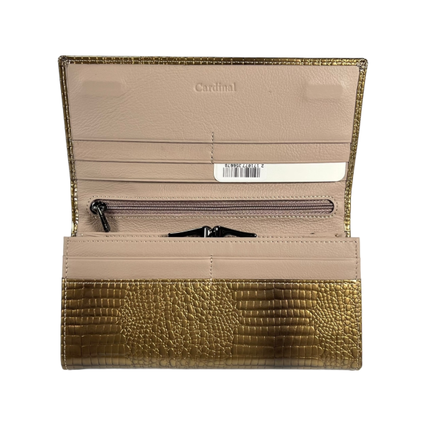 Гаманець шкіряний, золотий, з застібкою на блискавці, монетниця, 3 відділення для купюр Гаманець шкіряний, золотий, з застібкою на блискавці, монетниця, 3 відділення для купюр