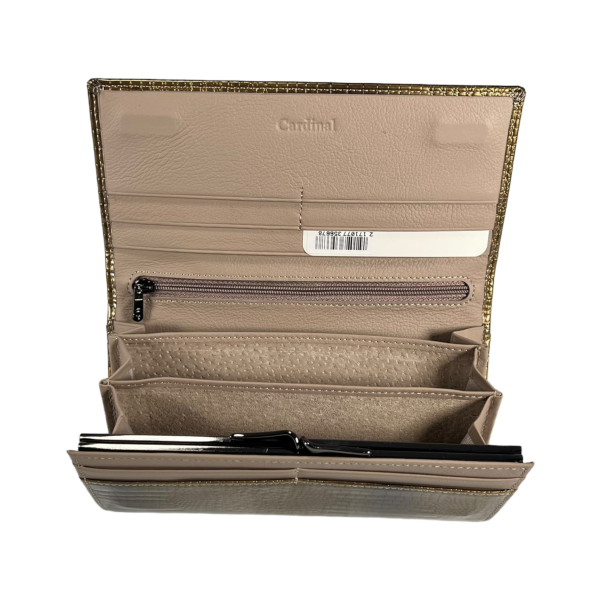 Гаманець шкіряний, золотий, з застібкою на блискавці, монетниця, 3 відділення для купюр Гаманець шкіряний, золотий, з застібкою на блискавці, монетниця, 3 відділення для купюр