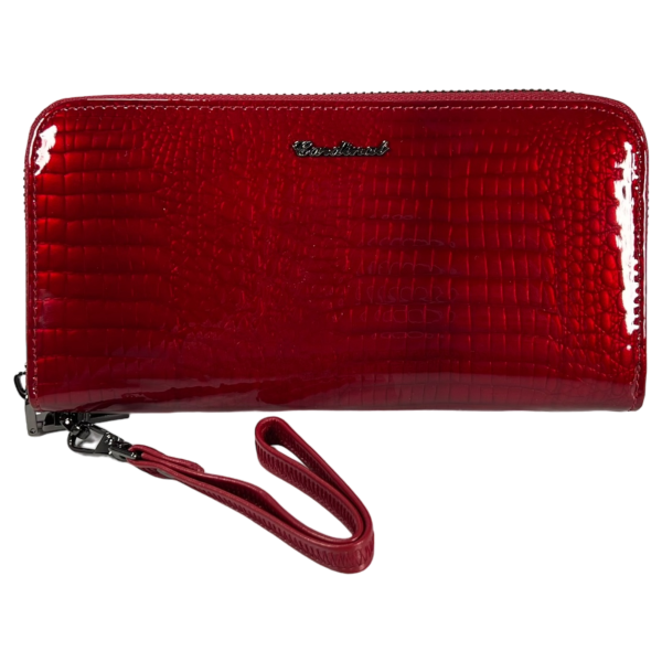Женский кошелек из натуральной кожи, красный, с застежкой на молнии, монетница