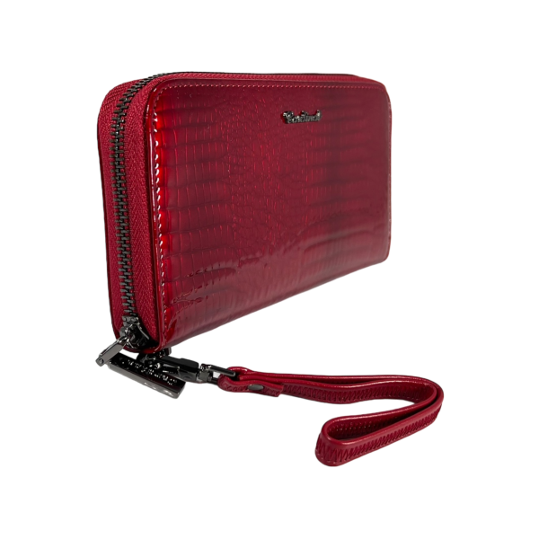 Женский кошелек из натуральной кожи, красный, с застежкой на молнии, монетница