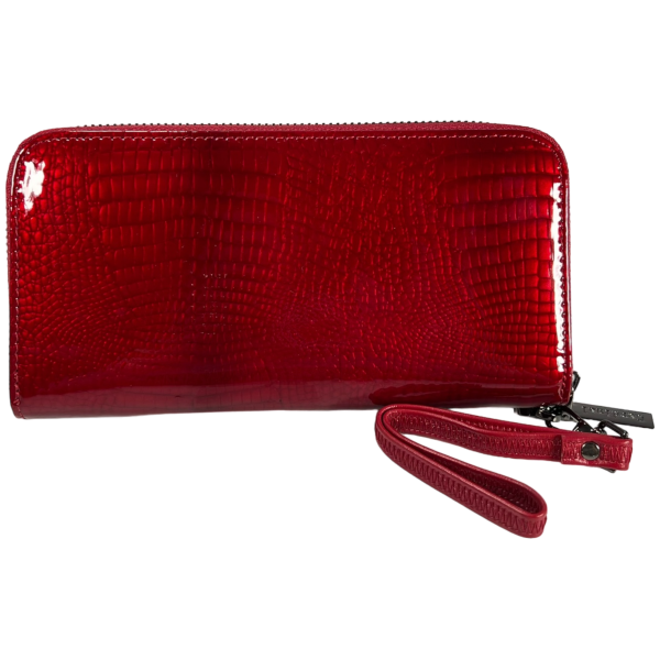 Женский кошелек из натуральной кожи, красный, с застежкой на молнии, монетница