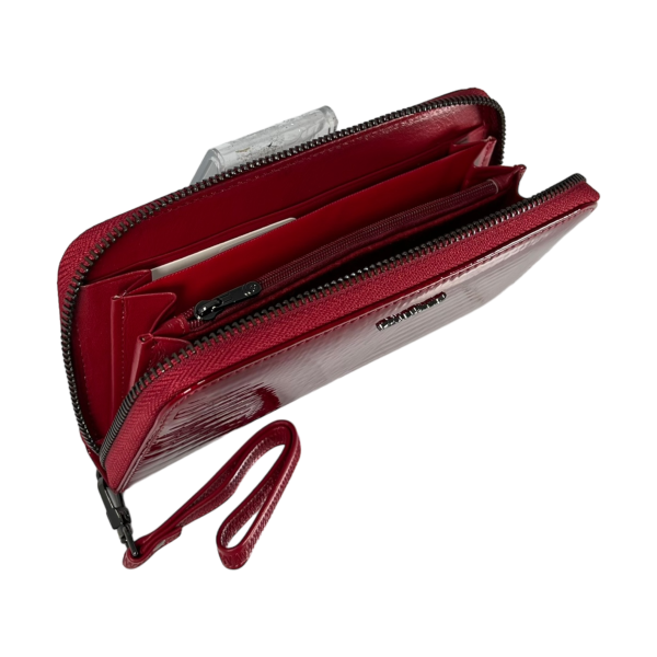 Женский кошелек из натуральной кожи, красный, с застежкой на молнии, монетница