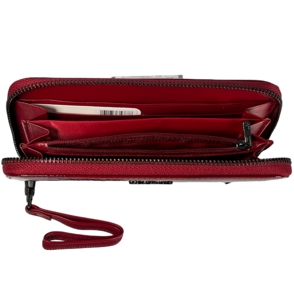 Женский кошелек из натуральной кожи, красный, с застежкой на молнии, монетница