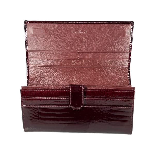 Стильний гаманець з натуральної шкіри, бордовий, 4 відділення для купюр Стильний гаманець з натуральної шкіри, бордовий, 4 відділення для купюр