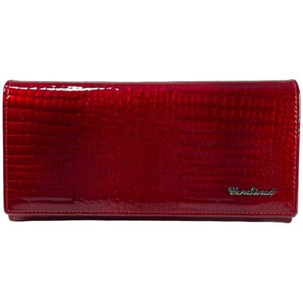 Кожаный женский кожаный, красный, с кнопочной застежкой