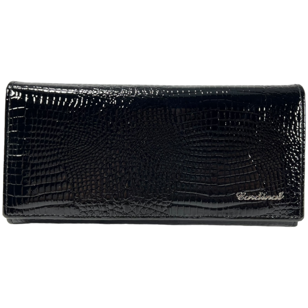 Кошелек из натуральной кожи, черный, с кнопочной застежкой, 4 отделения для купюр