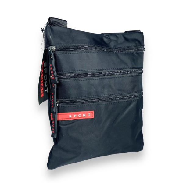 Сумка через плечо , три фронтальных кармана на молнии, черная