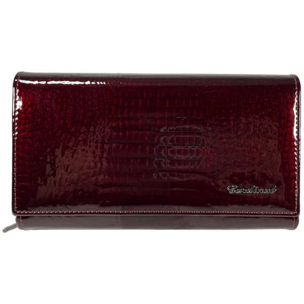 Стильный женский кошелек кожаный, бордовый, с кнопочной застежкой