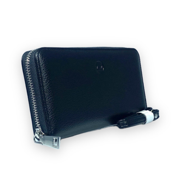 Кошелек-клатч мужской из экокожи на 5 отделов для купюр, черный Кошелек-клатч мужской из экокожи на 5 отделов для купюр, черный