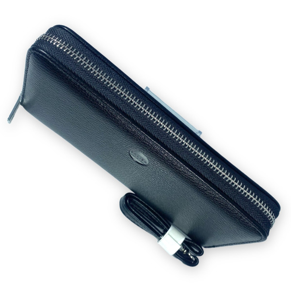 Кошелек-клатч мужской из экокожи на 5 отделов для купюр, черный Кошелек-клатч мужской из экокожи на 5 отделов для купюр, черный