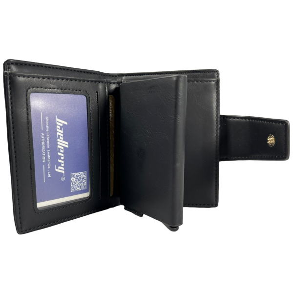 Мужской кошелек с автоматическим картхолдером, черный, экокожа Мужской кошелек с автоматическим картхолдером, черный, экокожа